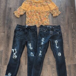 Justice Dark Blue Distressed Jeans for Kids